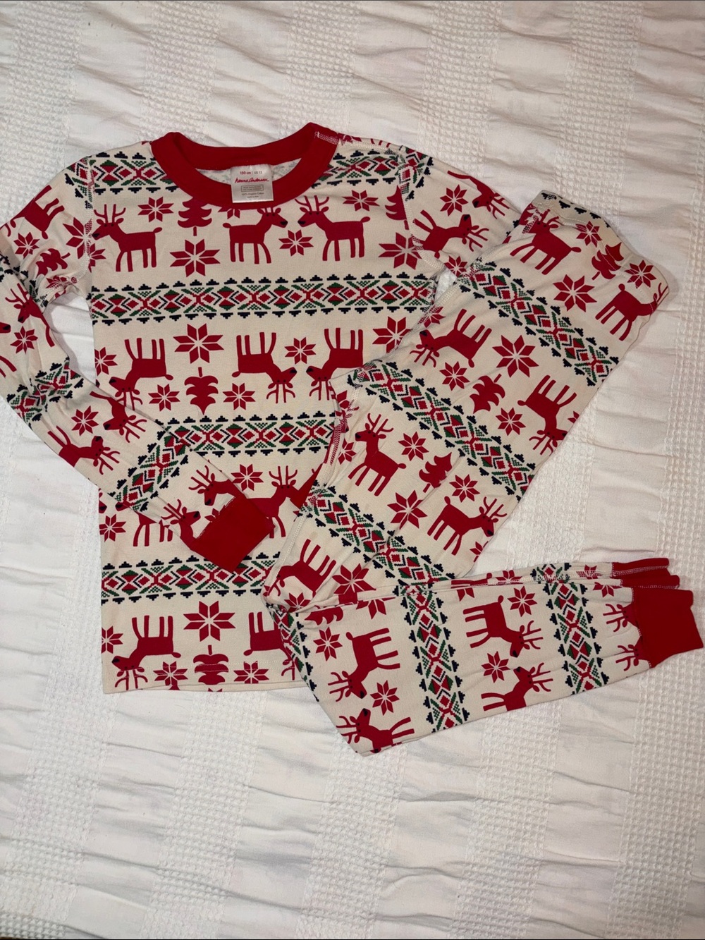 Hanna Andersson dear deer Long John pajamas Christmas kids 150 12